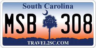SC license plate MSB308