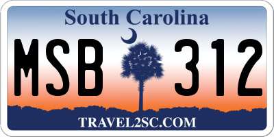 SC license plate MSB312