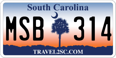 SC license plate MSB314
