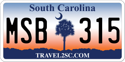 SC license plate MSB315