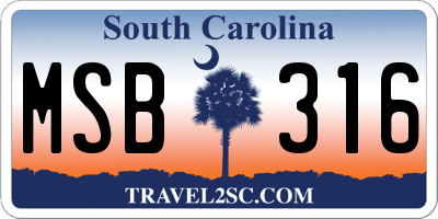 SC license plate MSB316