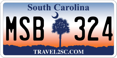 SC license plate MSB324