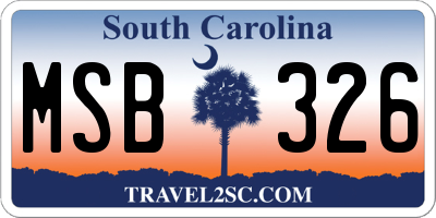 SC license plate MSB326