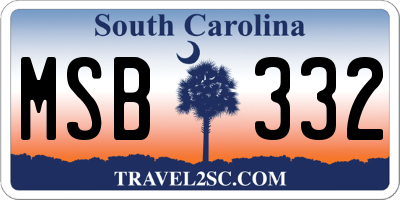 SC license plate MSB332