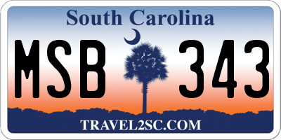 SC license plate MSB343