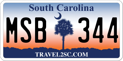 SC license plate MSB344