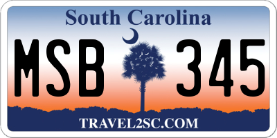 SC license plate MSB345