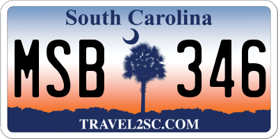 SC license plate MSB346