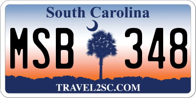 SC license plate MSB348