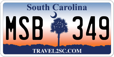 SC license plate MSB349