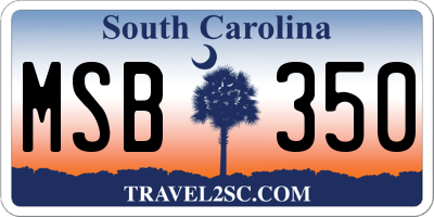 SC license plate MSB350