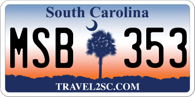 SC license plate MSB353