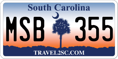 SC license plate MSB355