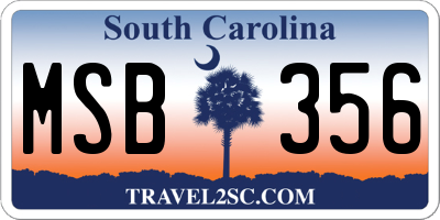 SC license plate MSB356