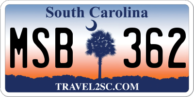 SC license plate MSB362