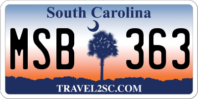 SC license plate MSB363