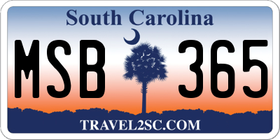 SC license plate MSB365