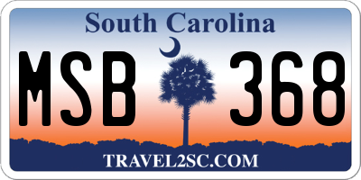SC license plate MSB368