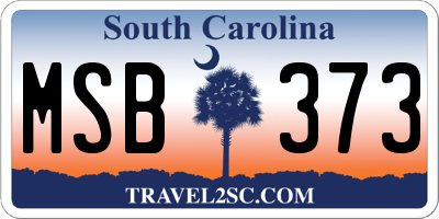 SC license plate MSB373