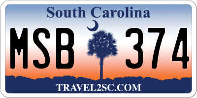 SC license plate MSB374