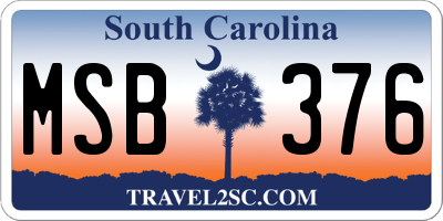 SC license plate MSB376