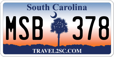 SC license plate MSB378