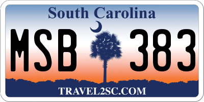 SC license plate MSB383