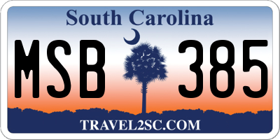 SC license plate MSB385