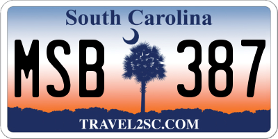 SC license plate MSB387