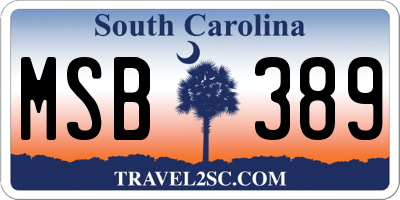 SC license plate MSB389