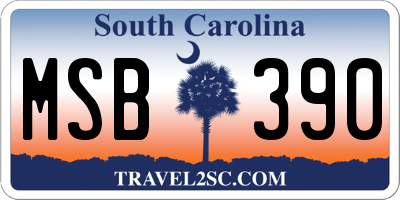 SC license plate MSB390