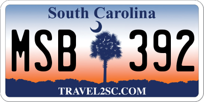 SC license plate MSB392