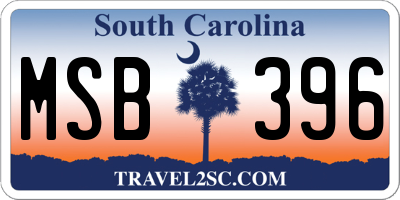 SC license plate MSB396