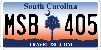 SC license plate MSB405