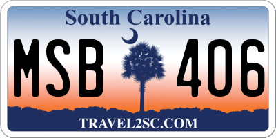 SC license plate MSB406