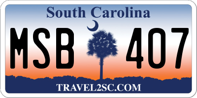 SC license plate MSB407