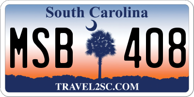 SC license plate MSB408