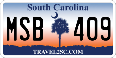 SC license plate MSB409