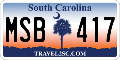 SC license plate MSB417