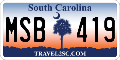 SC license plate MSB419