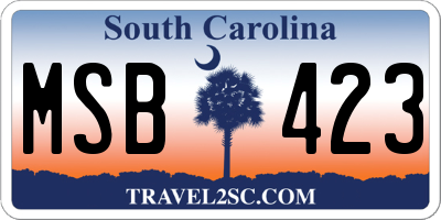 SC license plate MSB423
