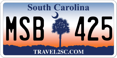 SC license plate MSB425