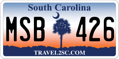 SC license plate MSB426