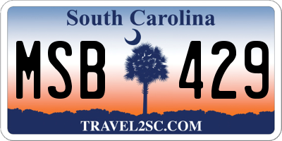 SC license plate MSB429