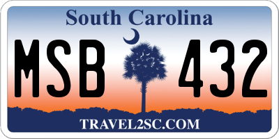 SC license plate MSB432