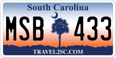 SC license plate MSB433