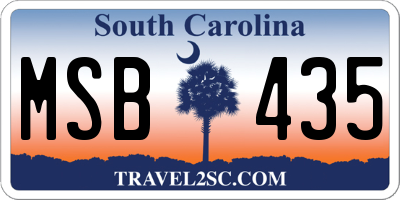 SC license plate MSB435