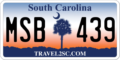 SC license plate MSB439