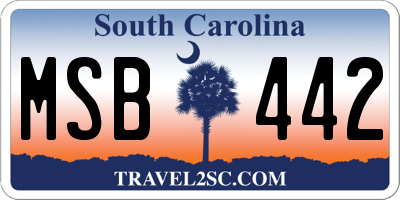 SC license plate MSB442