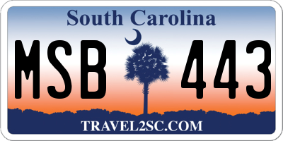 SC license plate MSB443